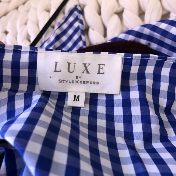 NWOT puff sleeve gingham wrap top, medium - Picture 6 of 7